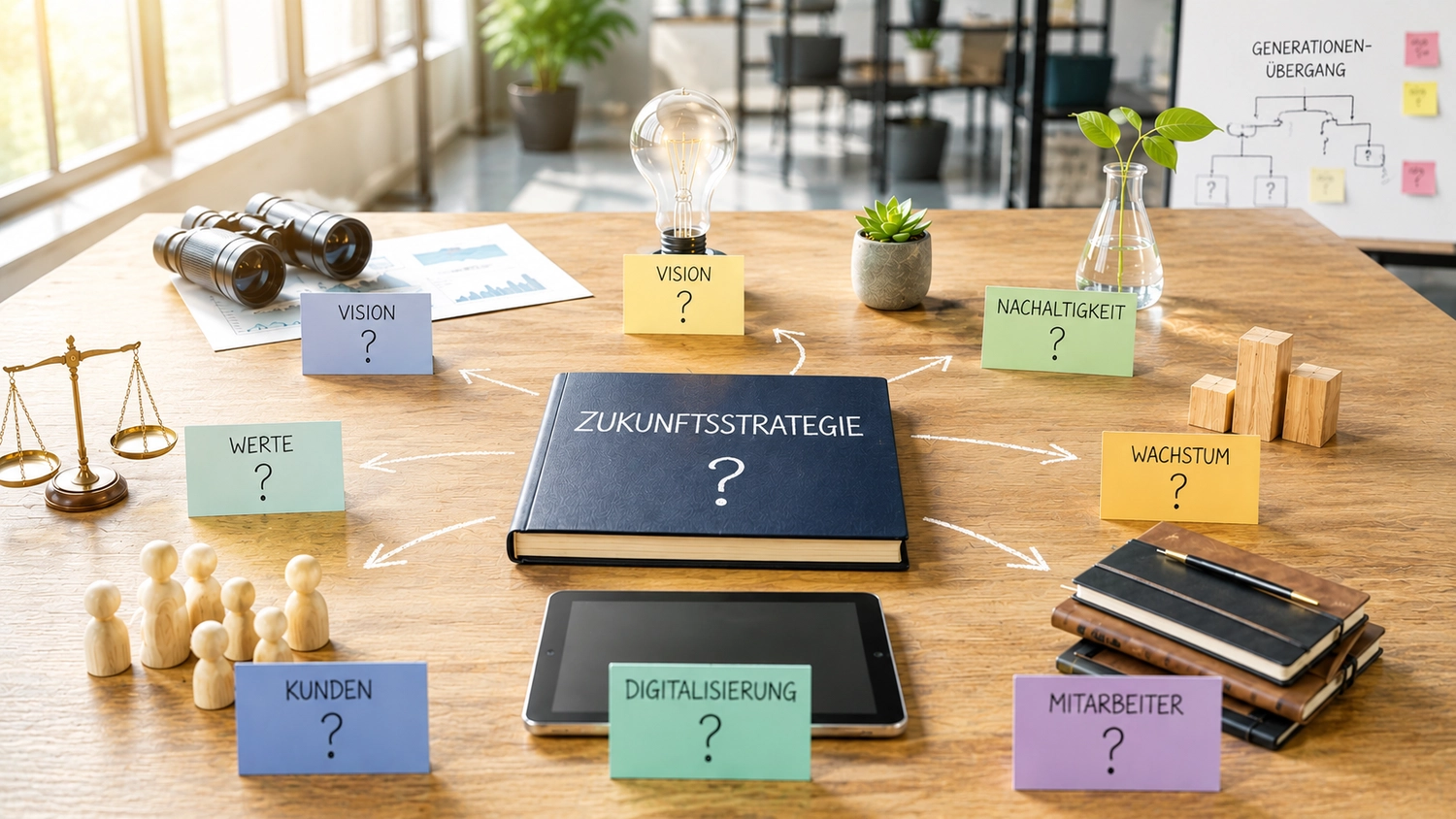 Dein Coach Kai – Executive & Leadership Coaching – Eine Gruppe von Fachleuten arbeitet in einem modernen Industrieumfeld an einer Strategietafel.